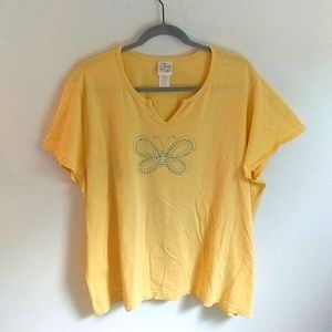 2X Yellow Jeweled Butterfly Top